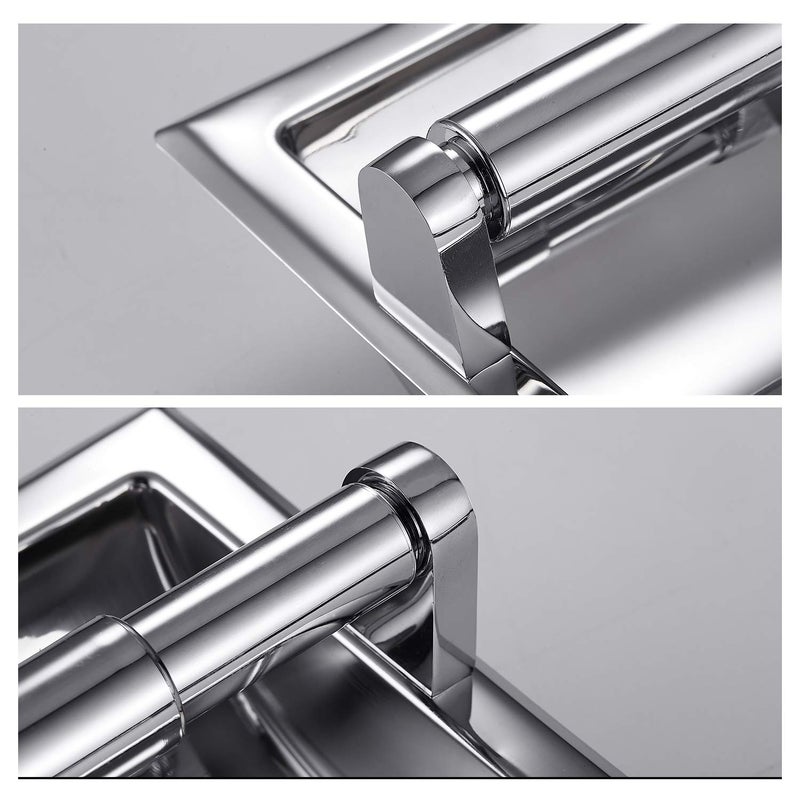 POKIM Smack Polished Chrome Recessed Toilet Paper Holder, Bathroom Wall Mount Recessed Toilet Tissue Roll Paper Holder Include Rear Mounting Bracket - Image 3
